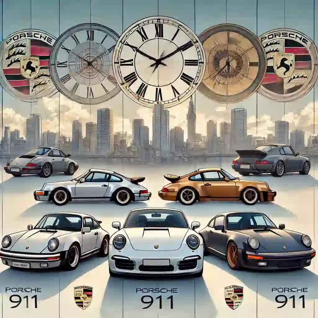 「ポルシェ911の歴史と特徴」に基づいたアニメ風のイメージ画像です